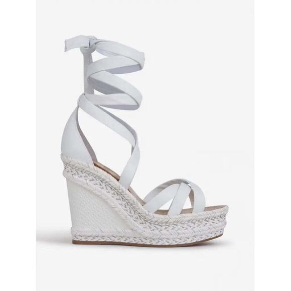 Christian Louboutin Lagoadonna 120 White Lace Up Platform Wedge Sandal Heel 41 - Picture 5 of 12